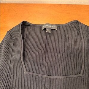 Banana Republic Hayden Black Short Sleeved Ribbed Knit Top